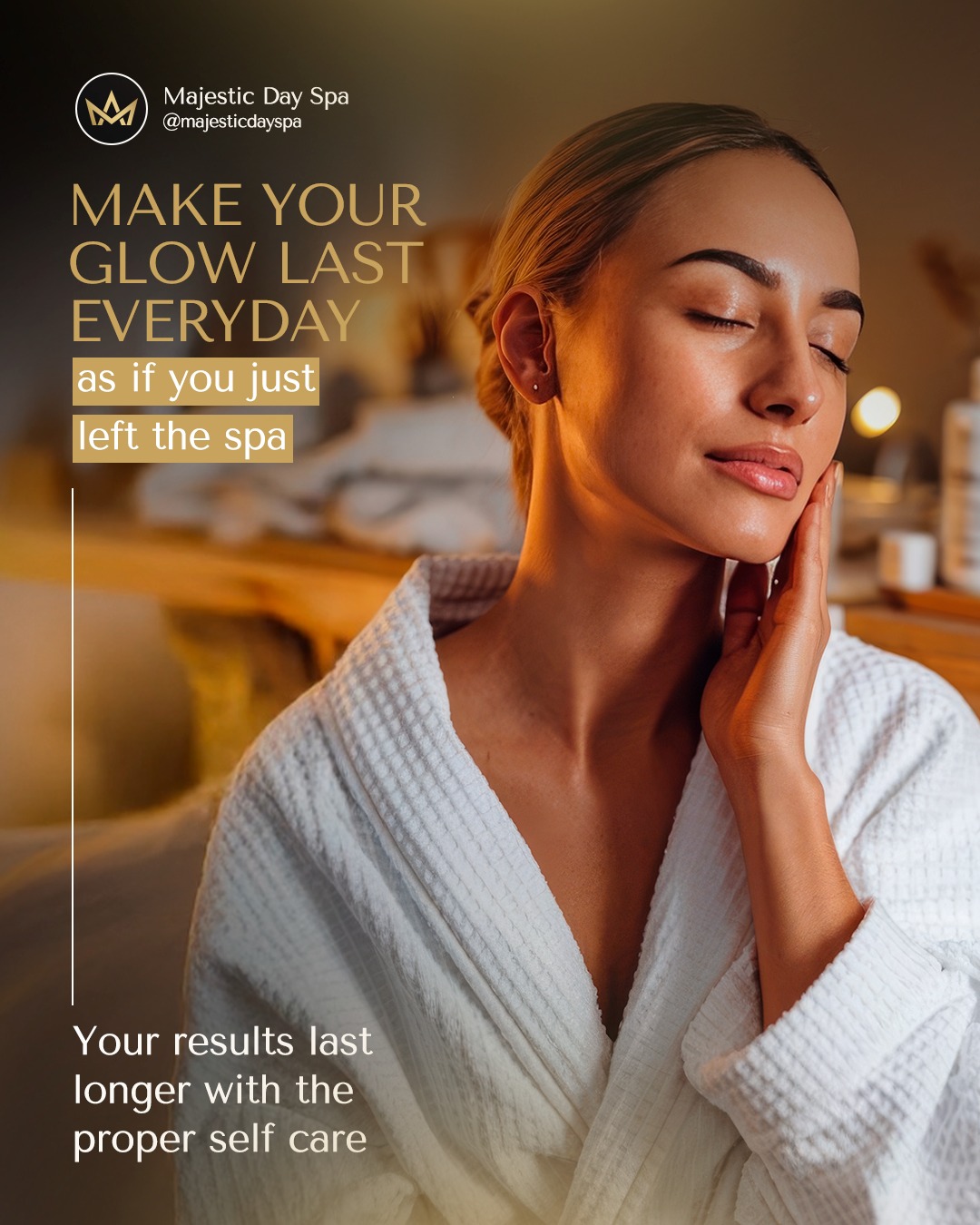 What happens after the facial matters just as much as what happens on our table.
At Majestic Day Spa, our expert hands and high-performance formulas can give you visible radiance in a single session. But true skincare doesn’t stop when the robe comes off. It lives in the days that follow, in the quiet consistency of your routine.
We see it all the time: a stunning post-facial glow that disappears in a few days due to harsh products, skipped SPF, or simply not knowing how to protect your results. But your skin deserves more than just a temporary transformation: it deserves true commitment.
Our facials are designed to work with your lifestyle, not apart from it. That’s why we provide you with expert post-care guidance: from how to hydrate, to what ingredients to prioritize, to what habits to let go of for good.
We don’t believe in one-time miracles. We believe in building beauty that lasts.
📅 Book your next facial and ask your specialist how to extend the glow long after you’ve left our doors. Because the most radiant skin is never accidental. It’s curated, cultivated, and cared for.